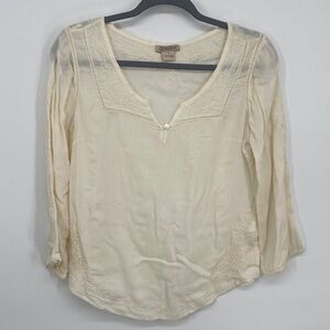 Lucky Brand Cream Lace Detail Blouse Size Small